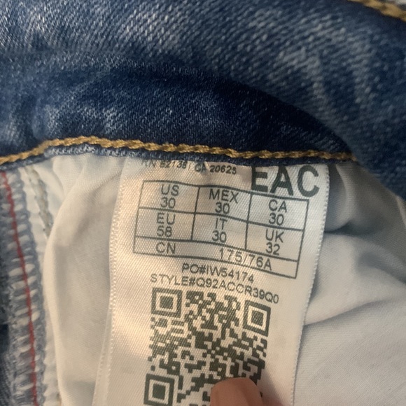 Guess Blue Skinny Denim Jeans with Red, White and Blue Stripes on Both Sides - Picture 8 of 9